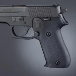 Hogue SIG Sauer P220 American Rubber Grips, black textured panels shown mounted on pistol