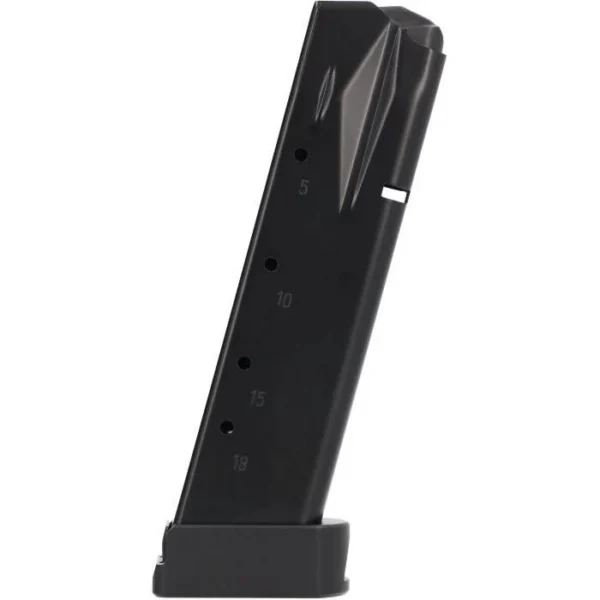 Sig Sauer P226 Handgun Magazine, black angled side view with extended base plate