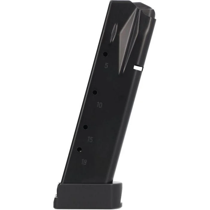 sig-sauer-p226-magazine-primary Sig Sauer P226 Handgun Magazine, black angled side view with extended base plate