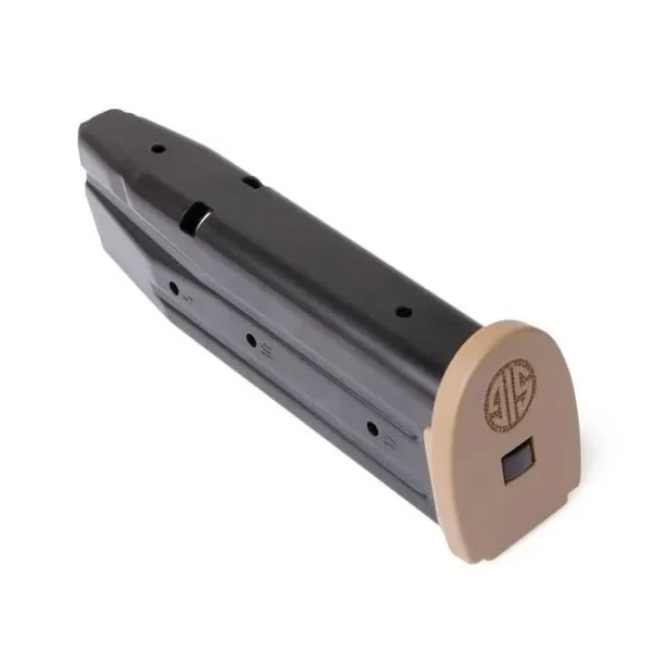 Sig Sauer Handgun Magazine P320-M17/M18, angled view with coyote baseplate