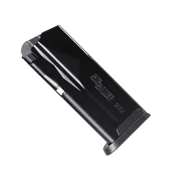 Sig Sauer P365XL magazine, black angled side view with flush base plate