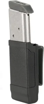 BLACKHAWK BH SNGL MAG CS SNGL ROW MBLK black magazine case with silver magazine, front view