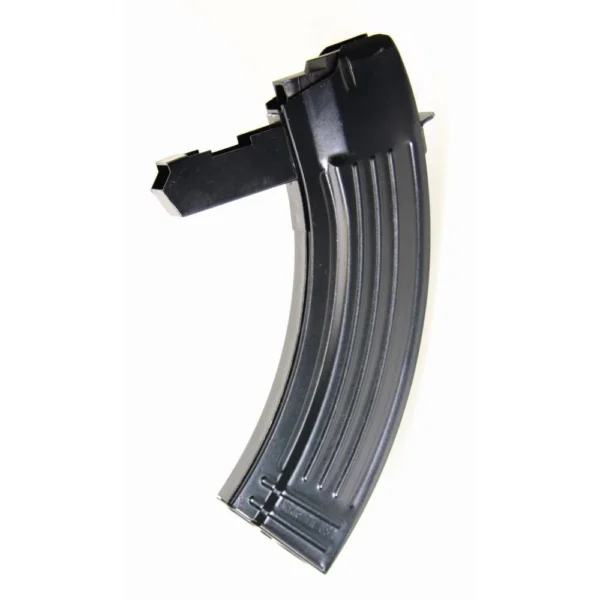 ProMag SKS Magazine, blued steel left-side view with curved body and extended feed lips