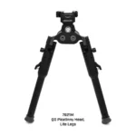 Warne Skyline Pro Bipod, black front view with QD mount and extended Lite Legs