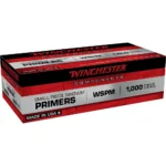 Winchester Small Pistol Magnum Primers, red, black and white rectangular box