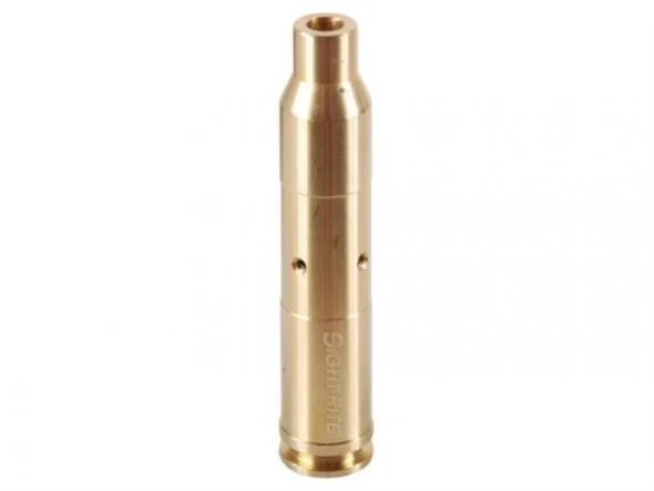 Gsm SME Sight-Rite Chamber Cartridge Laser Bore Sight, upright view of brass-colored body