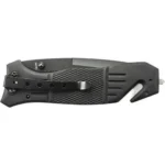 Smith & Wesson Extreme Ops Drop Point Folding Knife, black folded view with pocket clip