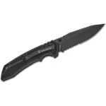 Smith & Wesson Special Ops Folding Knife, black side view with open clip-point blade