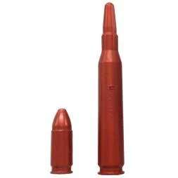 Carlson's Snap Cap, two red metallic dummy cartridges standing upright