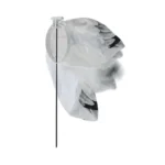 Higdon Snow Shock Socks Goose Decoys, white and grey goose decoy sock on black stake