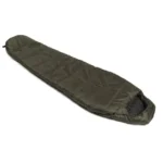 Snugpak Basecamp Ops Sleeper Lite Olive, angled view with hood and quilted outer shell
