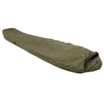 Snugpak Softie Elite 3 WGTE olive sleeping bag laid flat with tapered shape and hood