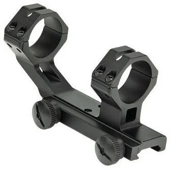 Weaver Thumbnut Integral mount, black angled view with two rings and thumb nuts