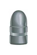 Speer Lead Handgun Bullets gray round-nose bullet, side view with grooved base