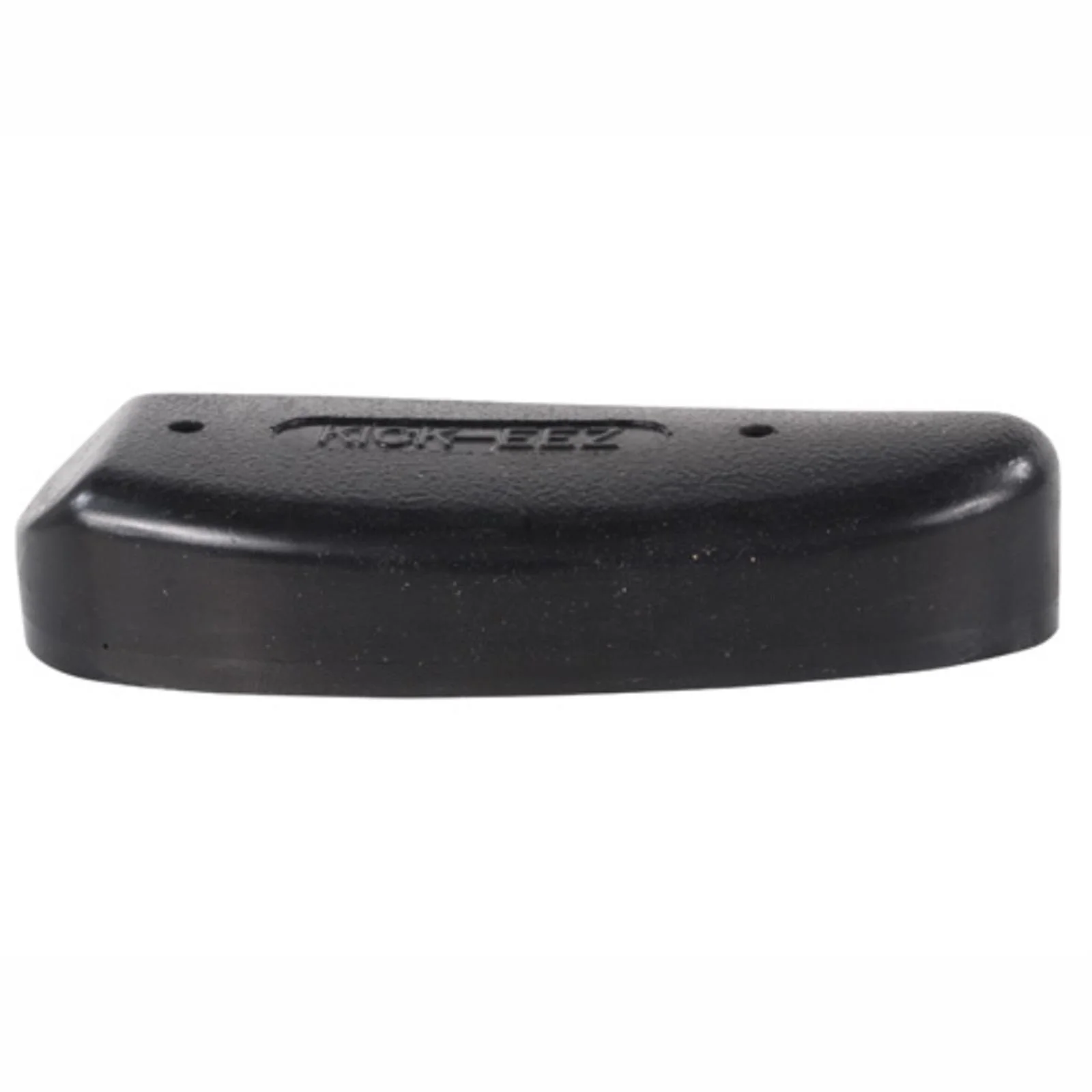 sporting-clay-recoil-pad-primary KICK-EEZ Sporting Clay recoil pad, black angled top view with rounded edges and screw holes