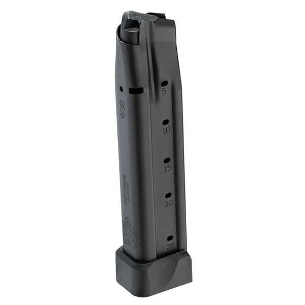 Springfield Handgun Magazine for 1911 DS Prodigy, black extended magazine, front view