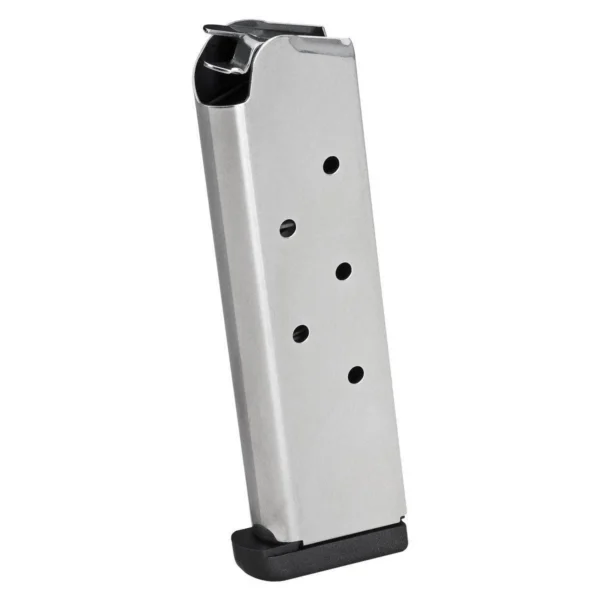 Springfield 1911 EMP Magazine with Slam Pad, stainless magazine with black base pad