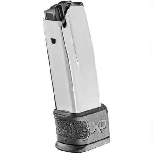 Springfield XD MOD.2 Sub Compact Extended Handgun Magazine, silver body with black extended base