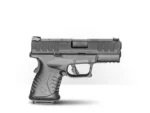 Springfield XDM Elite compact black pistol, left-side view with textured grip and slide serrations