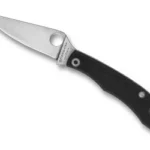 SPYDERCO HONEYBEE black folding knife, right-side view with silver blade and round thumb hole