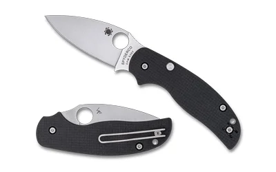 spyderco-sage-6-knife-primary-1 SPYDERCO SAGE 6 black folding knife shown open and closed with silver blade and pocket clip
