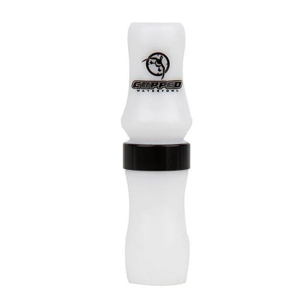 Rock Ridge Outdoors Cupped SRG Hammer Goose Mouth Call front view in white with black band