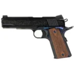 Standard MFG Co LLC Standard Mfg 1911 Handgun .45 ACP 7rd Magazine 5" Barrel Black and Royal Blue Engraving with Brown Grips
