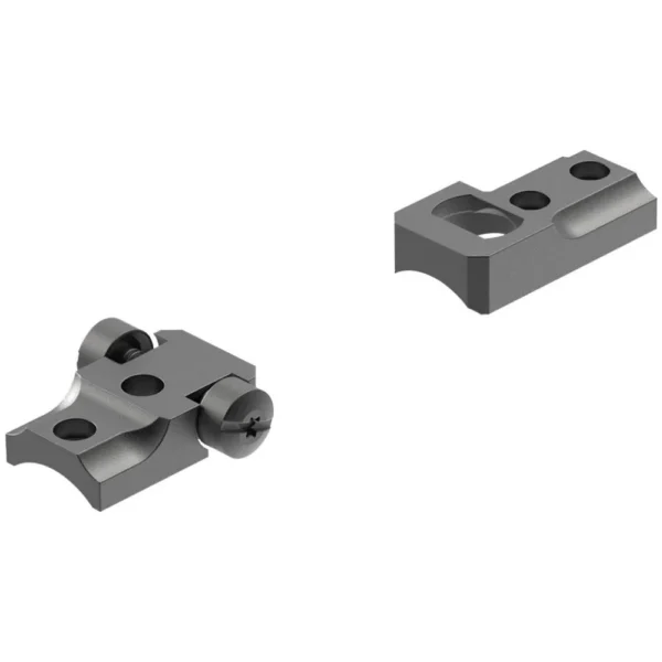 Leupold STD Ruger American RF Base two matte black mounting pieces shown from above