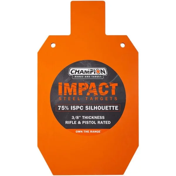 Champion Impact Steel Silhouette Target, orange silhouette in front view with center label