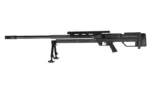 STEYR HS50M1 black side view with long barrel, bipod, pistol grip and adjustable stock
