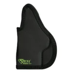 Sticky Holster Optics Ready 7, black front view with textured edging and green logo