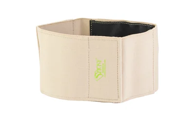 STICKY GUARD HER BELT 18-28 MD TAN, tan three-quarter view with front panel and black lining