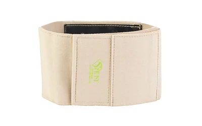 STICKY GUARD HER BELT 15-26 SM TAN, tan front view with stitched panel and black inner lining