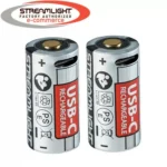 Streamlight SL-B9 USB-C Rechargeable Battery Pack, two silver batteries with USB-C ports