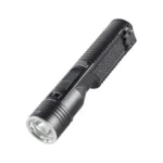 Streamlight Stinger 2020 S Flashlight in black, angled view showing lens and pocket clip