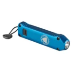 Streamlight COPS Wedge XT blue flashlight, angled side view with pocket clip and lanyard