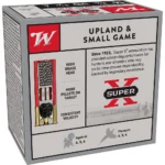 Winchester Super-X High-Brass Shotshells, upright grey box with red and black branding