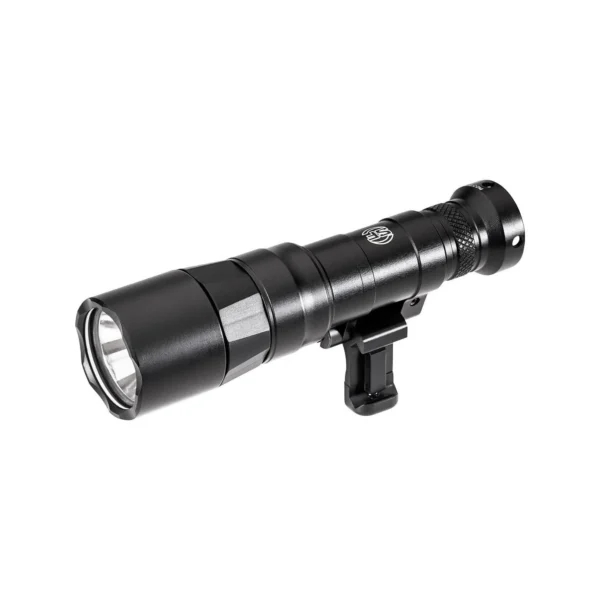 SureFire Scout Light Turbo, black, angled side view with round bezel and rail mount
