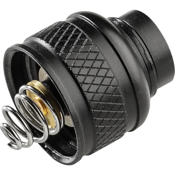 Surefire UE Scout Light Rear Cap Tailcap, black angled view with textured body and exposed spring