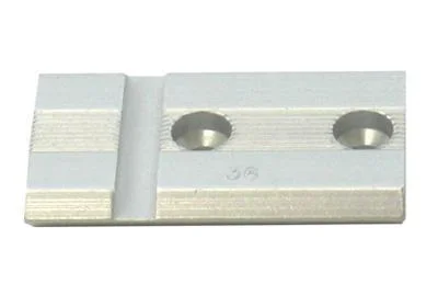 Weaver Standard Top Mount Scope Base #36S, silver aluminum base with two holes in top view