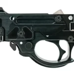 TACSOL X-RING TRIGGER XRT black trigger assembly, side view with silver fasteners