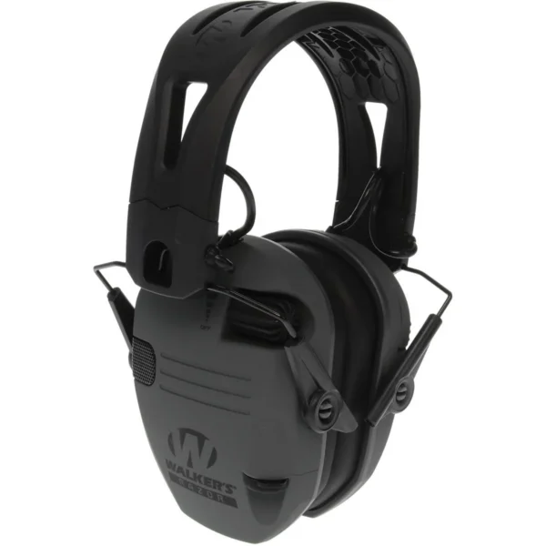 Walker's Razor Tacti-Grip Ear Muffs battleship gray front view with padded headband