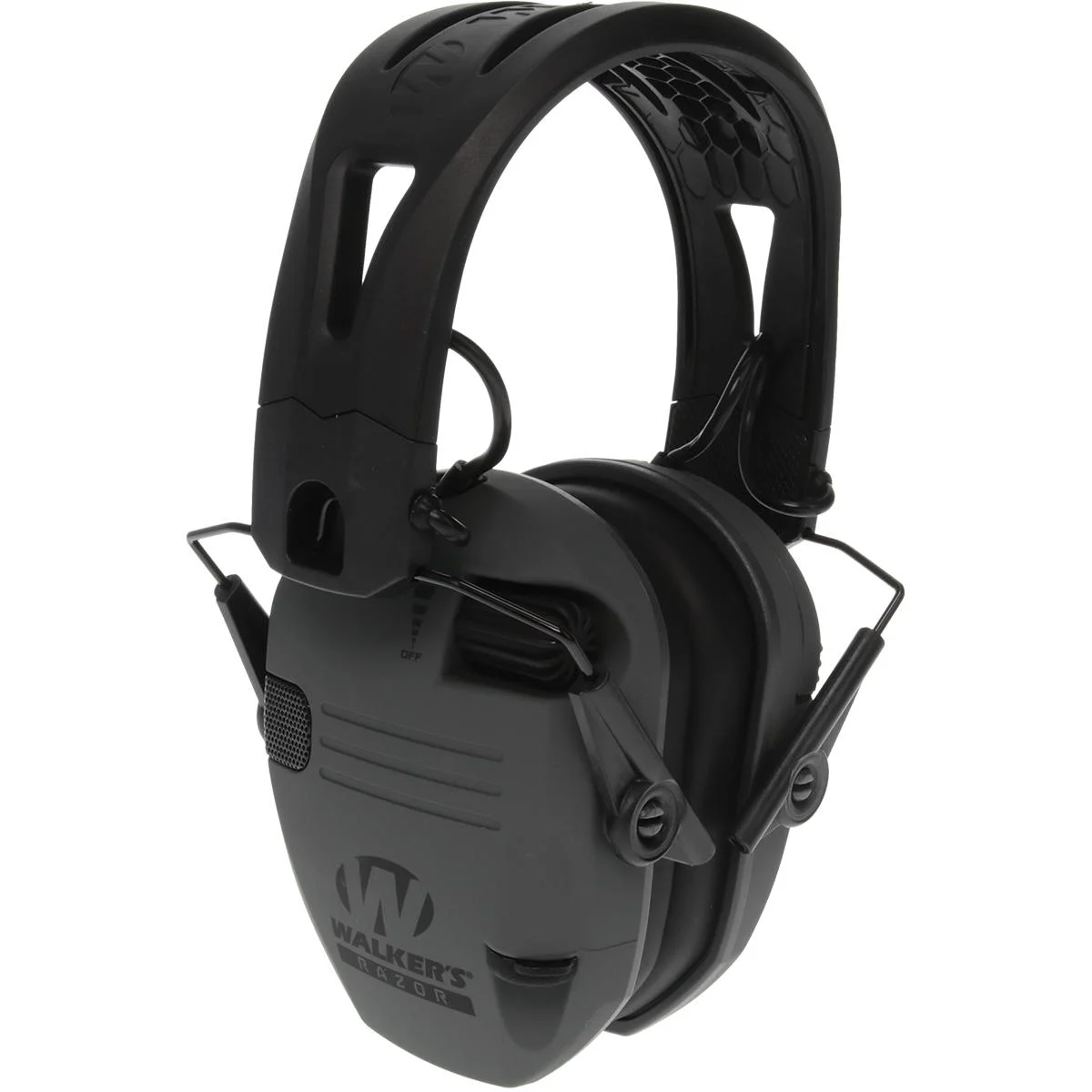 tacti-grip-ear-muffs-23nrr-primary Walker's Razor Tacti-Grip Ear Muffs battleship gray front view with padded headband