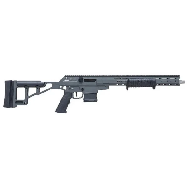 Legacy Sports Taipan Rifle, left-side view in black with skeletal stock and ventilated handguard