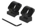 Talley Lightweight Alloy Scope Mounts, two black rings and hex key, angled front view