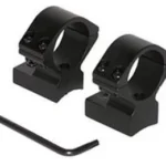 Talley Lightweight Alloy Scope Mounts, two black rings and hex key, angled front view