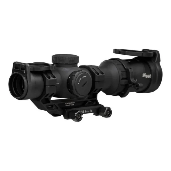 Sig Sauer Tango-MSR Compact Rifle Scope, black scope with mount, turrets and flip-up lens cap