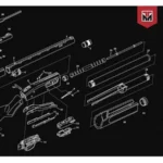 TEKMAT SHOTGUN MAT MOSSBERG PUMP, black top view with white exploded diagrams and text
