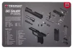 TEKMAT PISTOL MAT SIG P365 dark gray top view with pistol parts diagrams and text