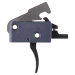 TIMNEY TRIG IMPACT FOR AR15 BLK black trigger assembly, left-side view with curved trigger